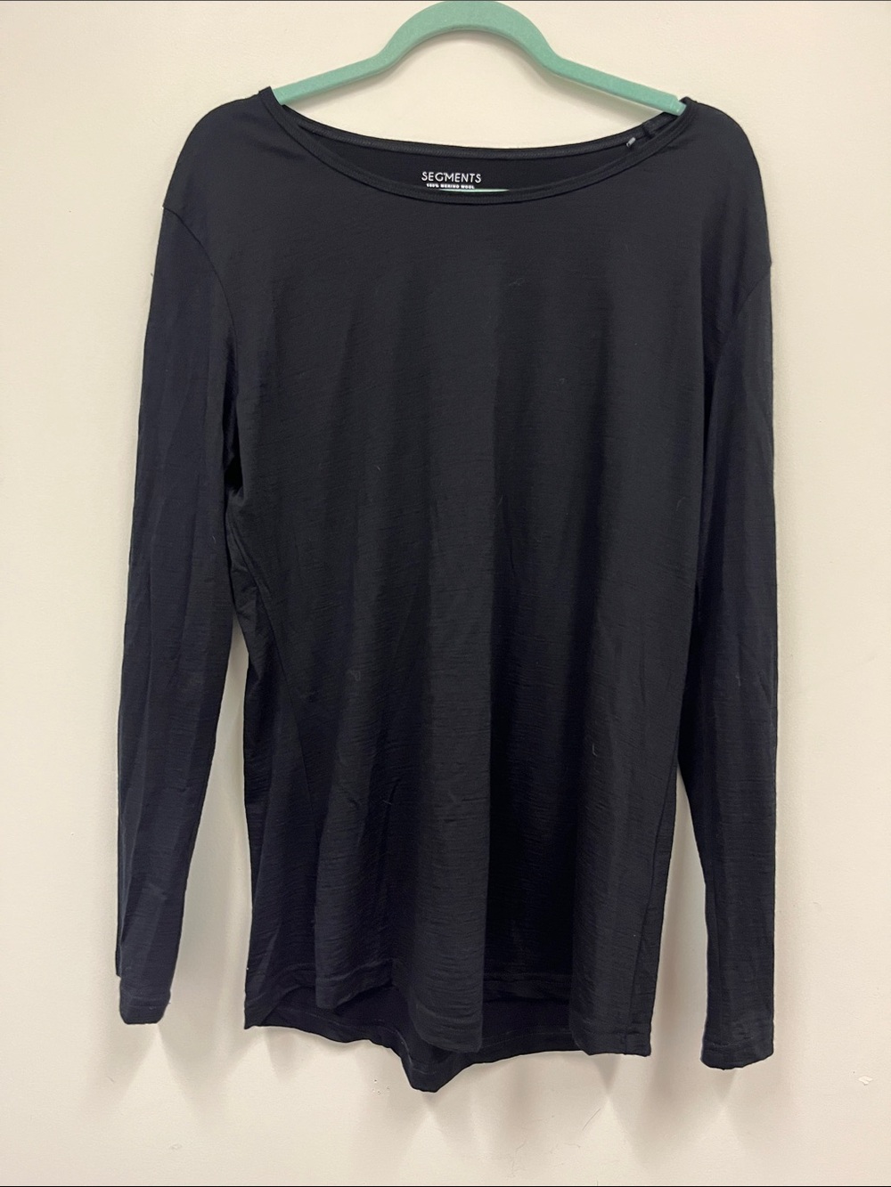 Seg'Ments 100%  Merino wool Black Long-Sleeve Crewneck Tee size XXL